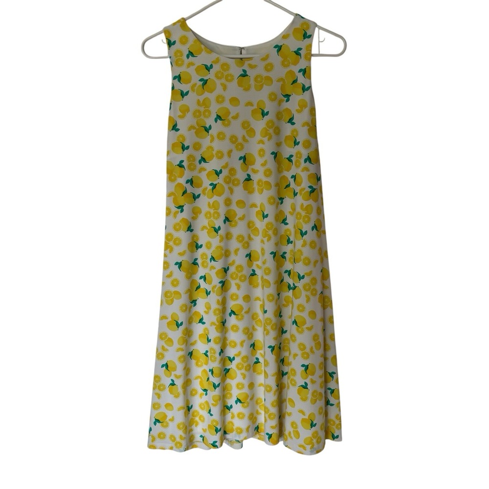 Pappagallo Lemon Print‎ Swing Dress Women's M Sleeveless A Line Retro Trapeze